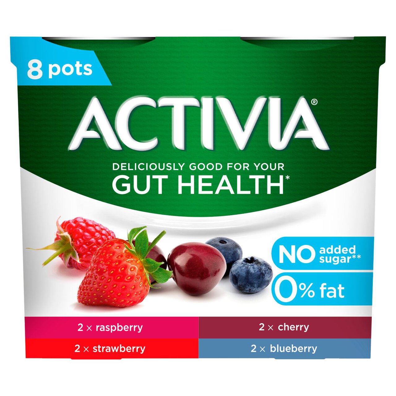 Activia Strawberry and Red Fruits Fat Free Yogurt 8 x 115g
