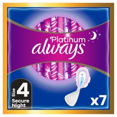 Always Platinum Pads Secure Night (Size 4) Wings 7 per pack