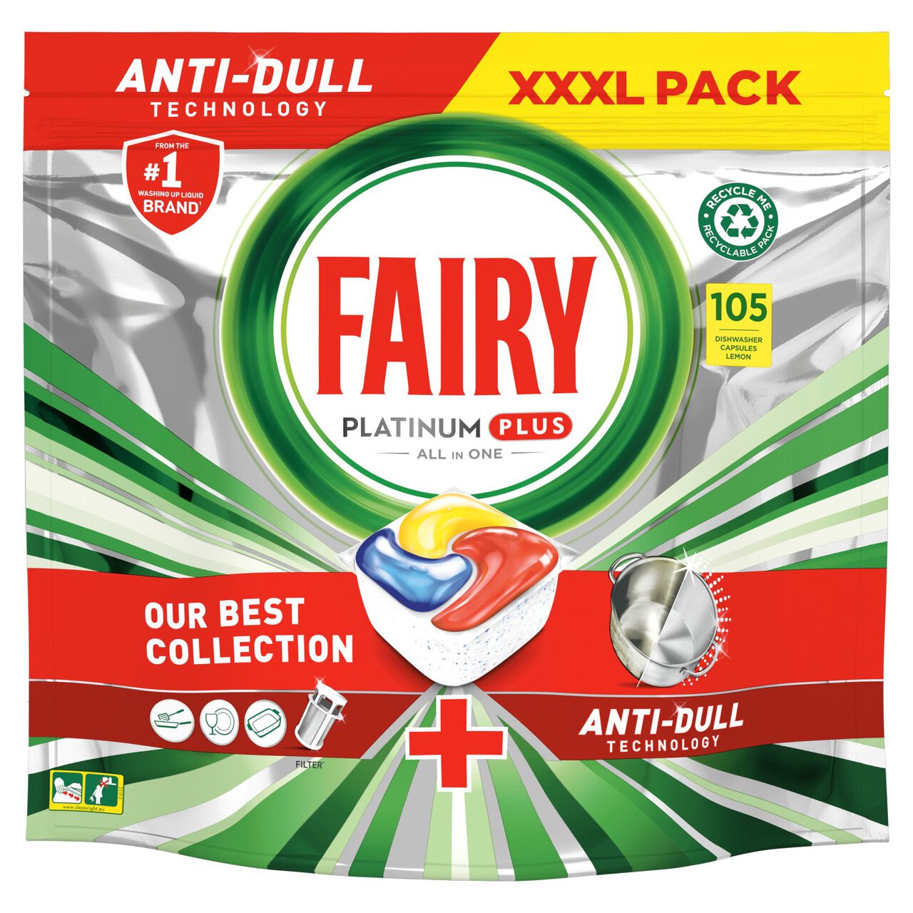 Fairy Platinum Plus All in One Lemon Dishwasher Tablets 105 per pack