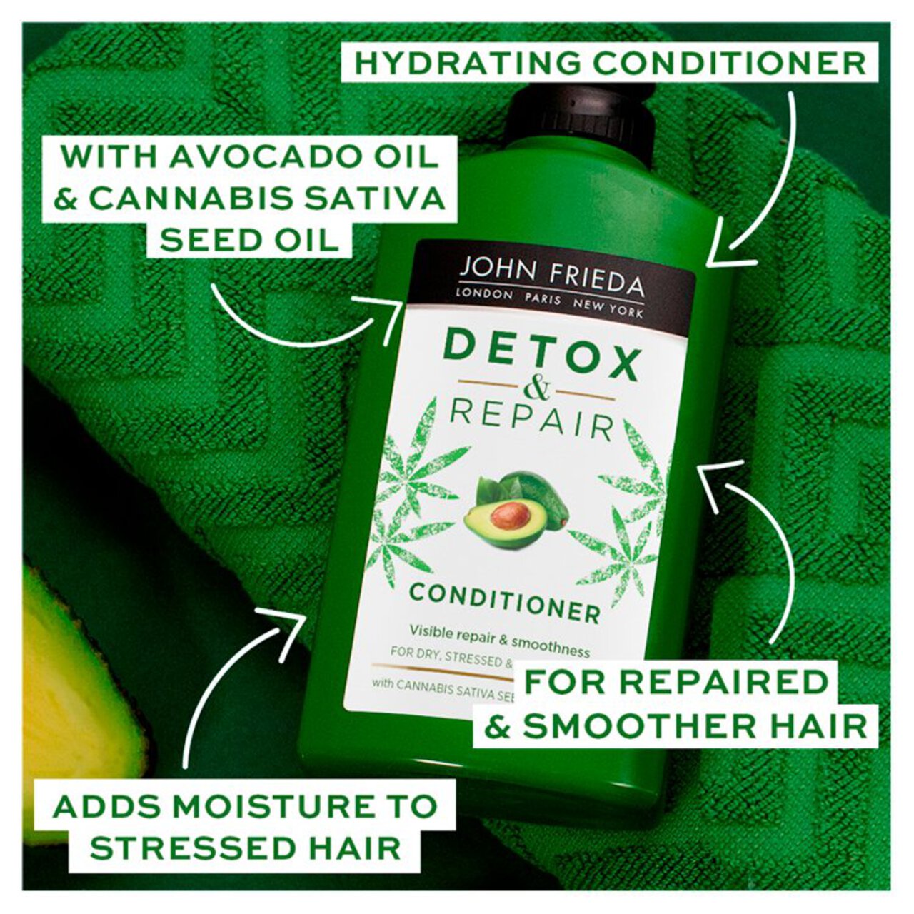 John Frieda Detox & Repair Conditioner for Dry, Stressed & Damaged Hair 250ml
