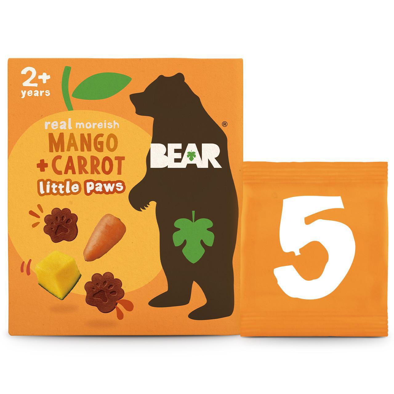 BEAR Paws Fruit & Veg Shapes Mango & Carrot 2+ years Multipack 5 x 20g