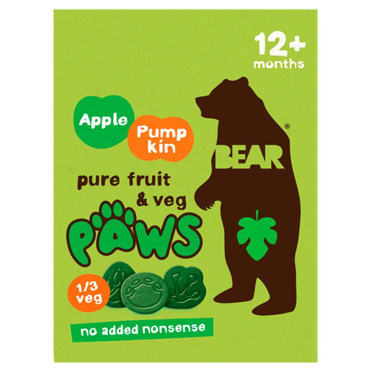 BEAR Paws Apple & Pumpkin Fruit & Veg Shapes, 12 mths+ Multipack 5 x 20g