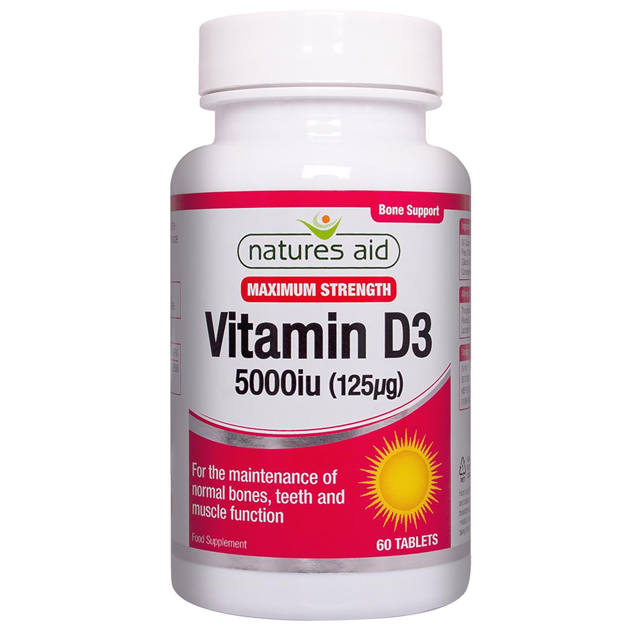 Natures Aid Maximum Strength Vitamin D3 Tablets 5000iu 60 per pack