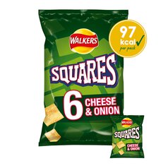 Walkers Squares Cheese & Onion Snacks 6 x 22g
