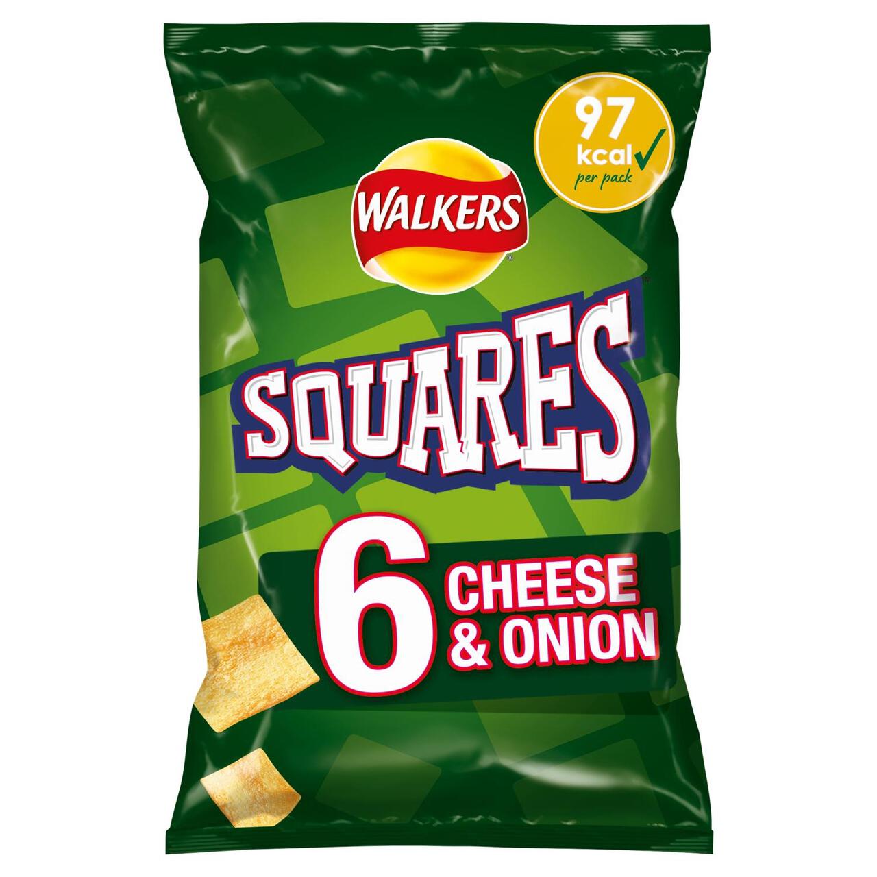 Walkers Squares Cheese & Onion Snacks 6 x 22g