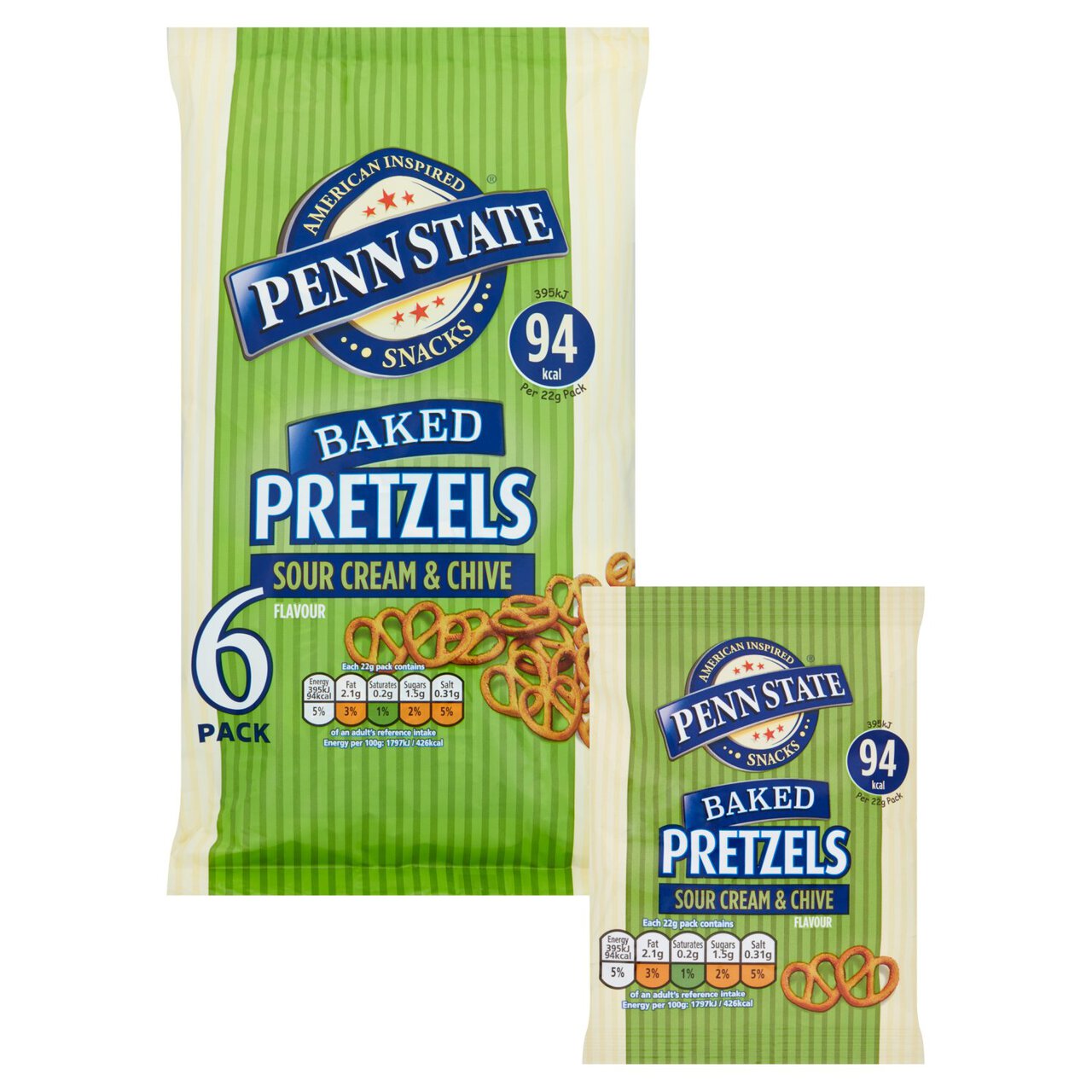 Penn State Sour Cream & Chive Multipack Pretzels 6 x 22g