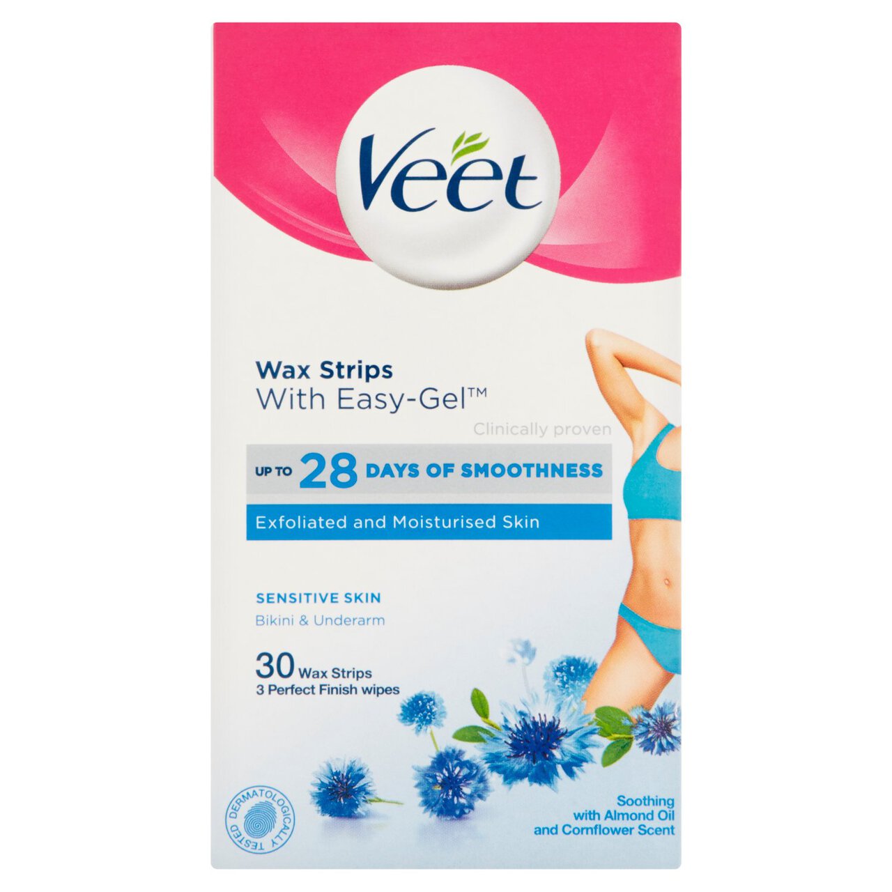 Veet Wax Strips Bikini & Underarms for Sensitive Skin 30 per pack