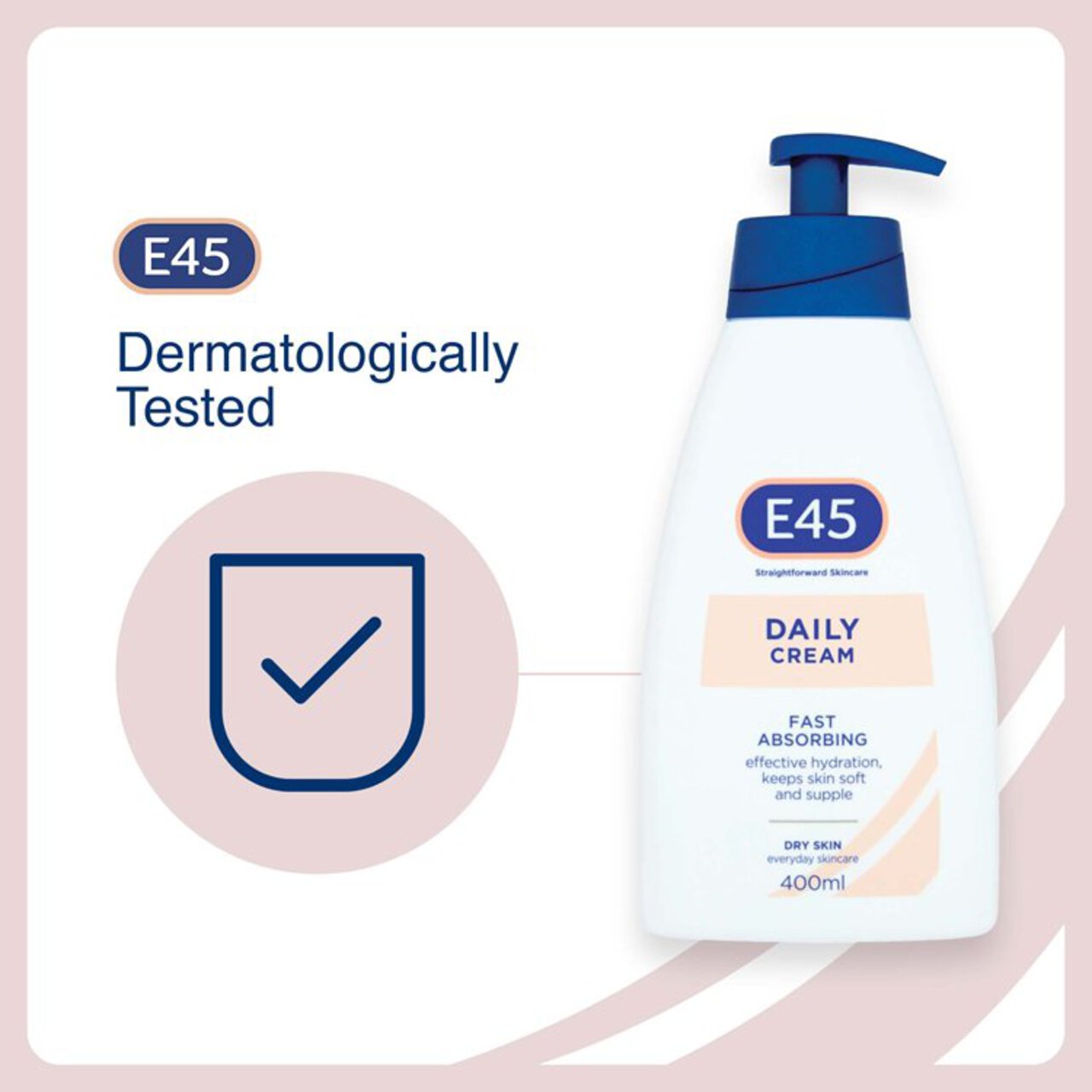 E45 Daily Moisturiser Cream for dry skin Pump 400ml