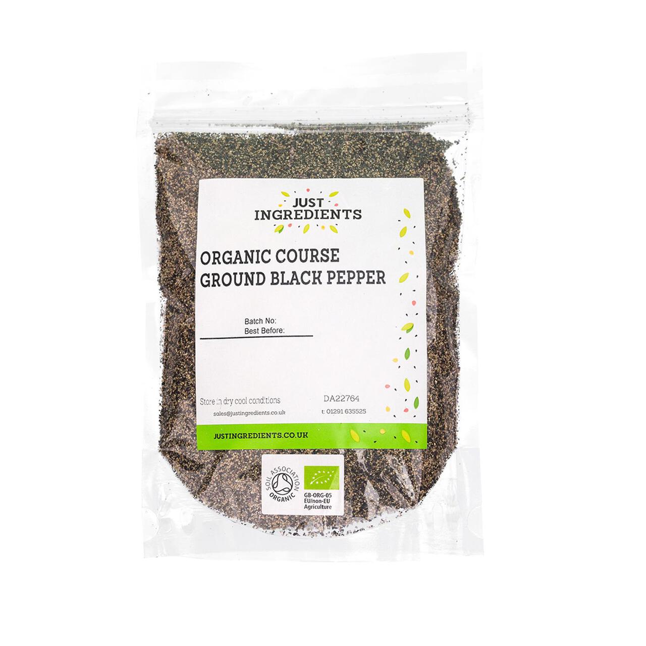 JustIngredients Organic Coarse Ground Black Pepper 100g