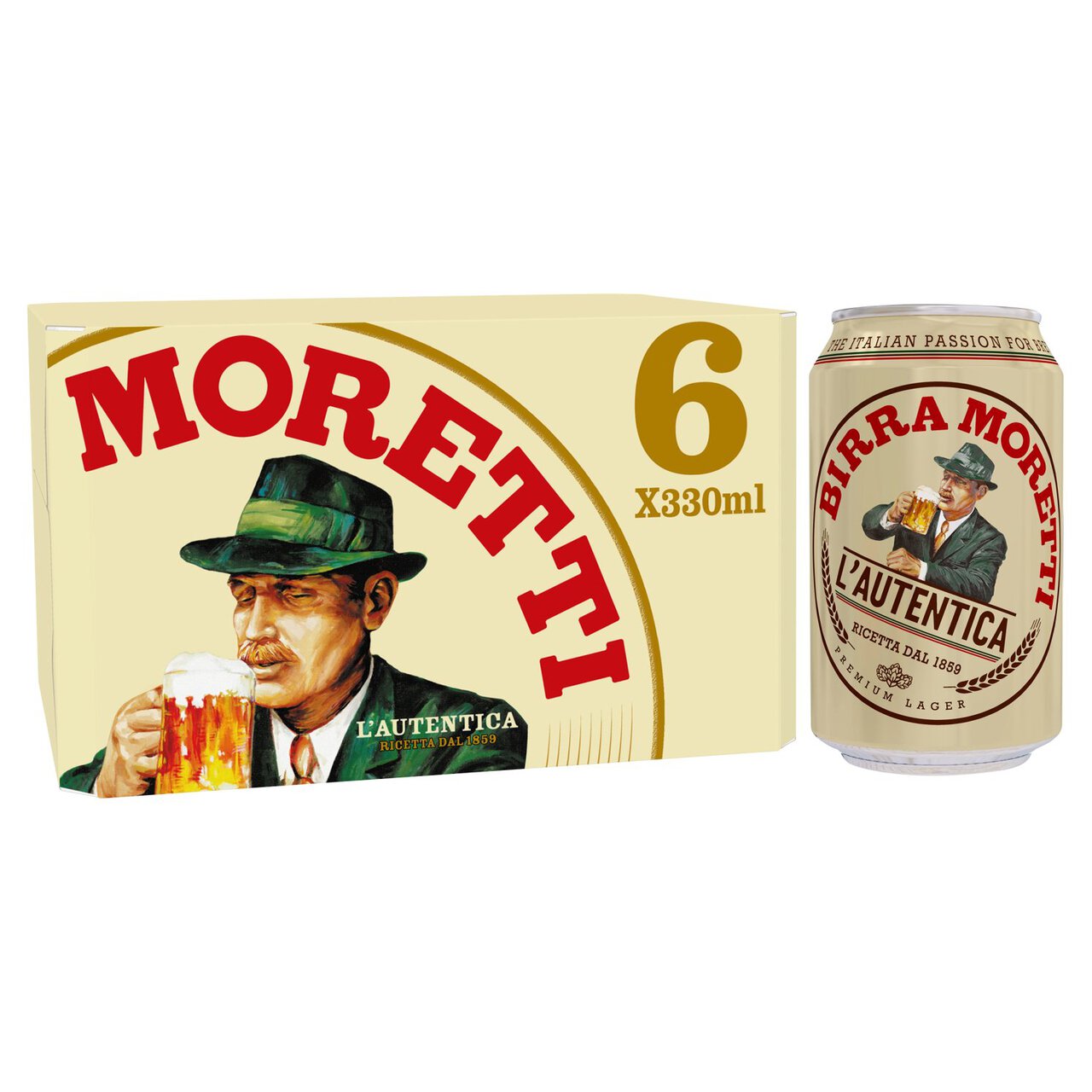 Birra Moretti Lager Beer Cans 6 x 330ml