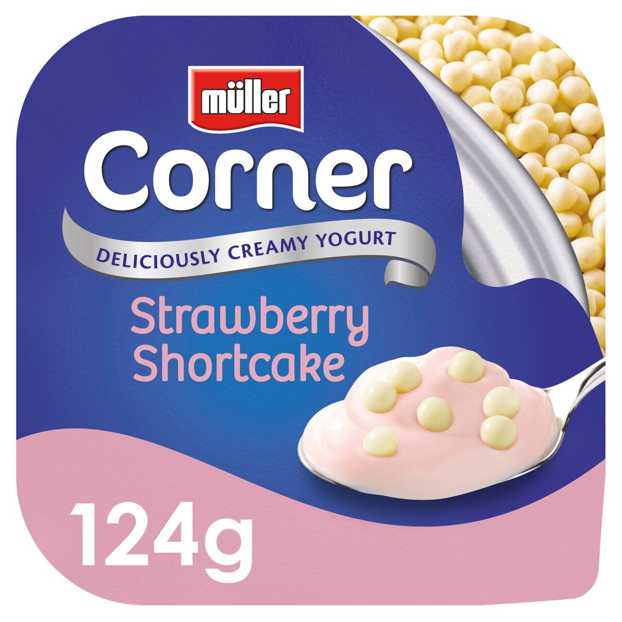 Muller Corner Strawberry Yogurt with White Chocolate Shortcake Balls 124g