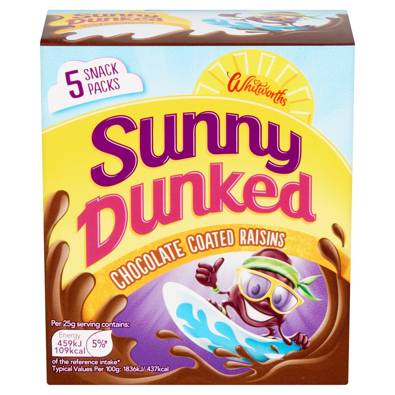 Sunny Chocolate Coated Raisins Kids Snack Pack 5 x 25g