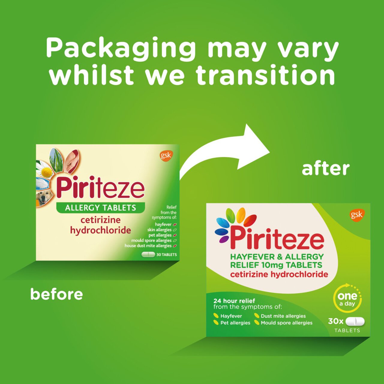 Piriteze Hayfever & Allergy Relief Antihistamine Cetirizine 14 Tablets 14 per pack