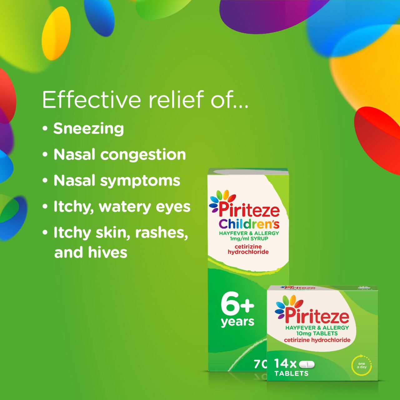 Piriteze Antihistamine Allergy Relief Tablets Cetrizine 14 per pack