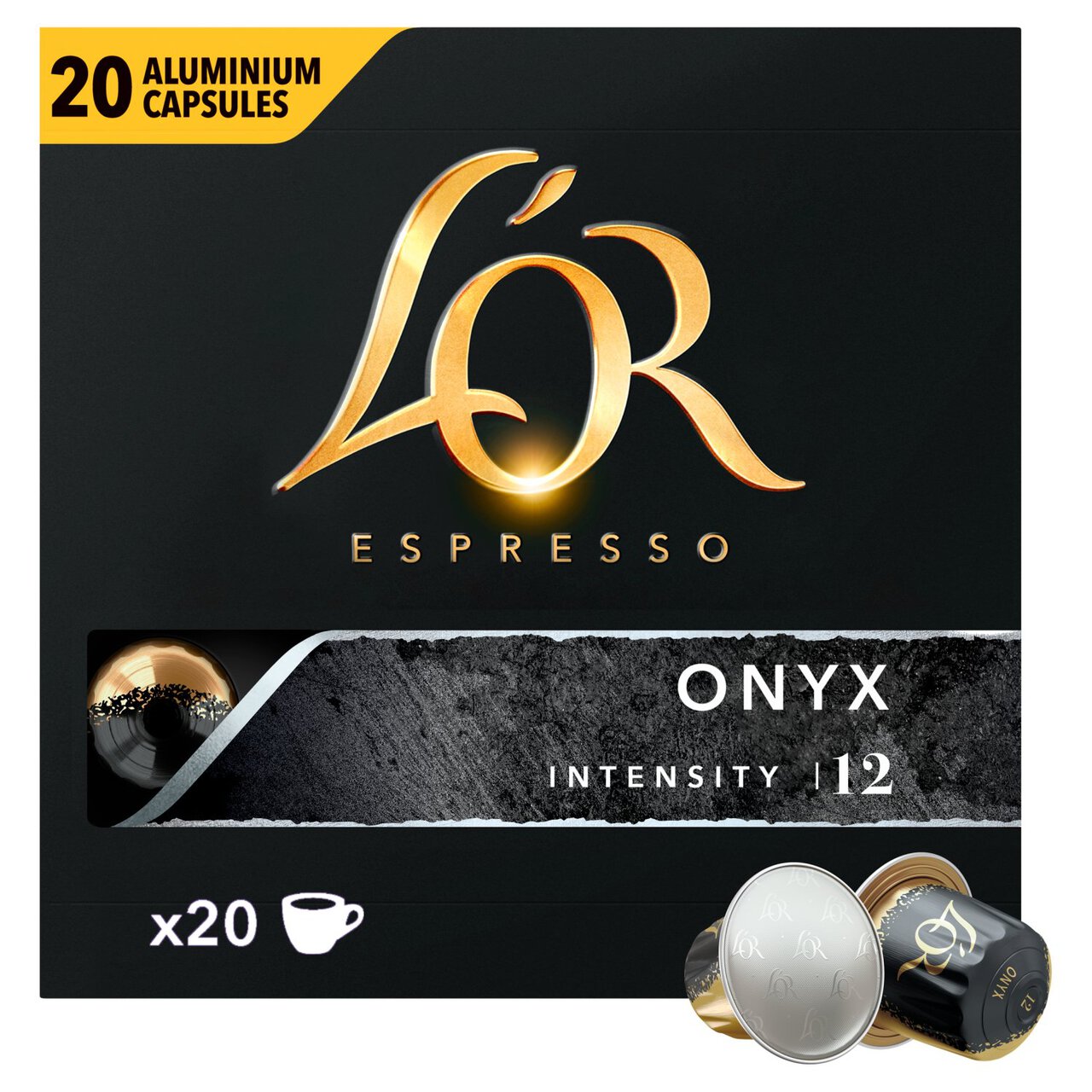 L'OR Onyx Coffee Pods x20 Intensity 12 20 per pack