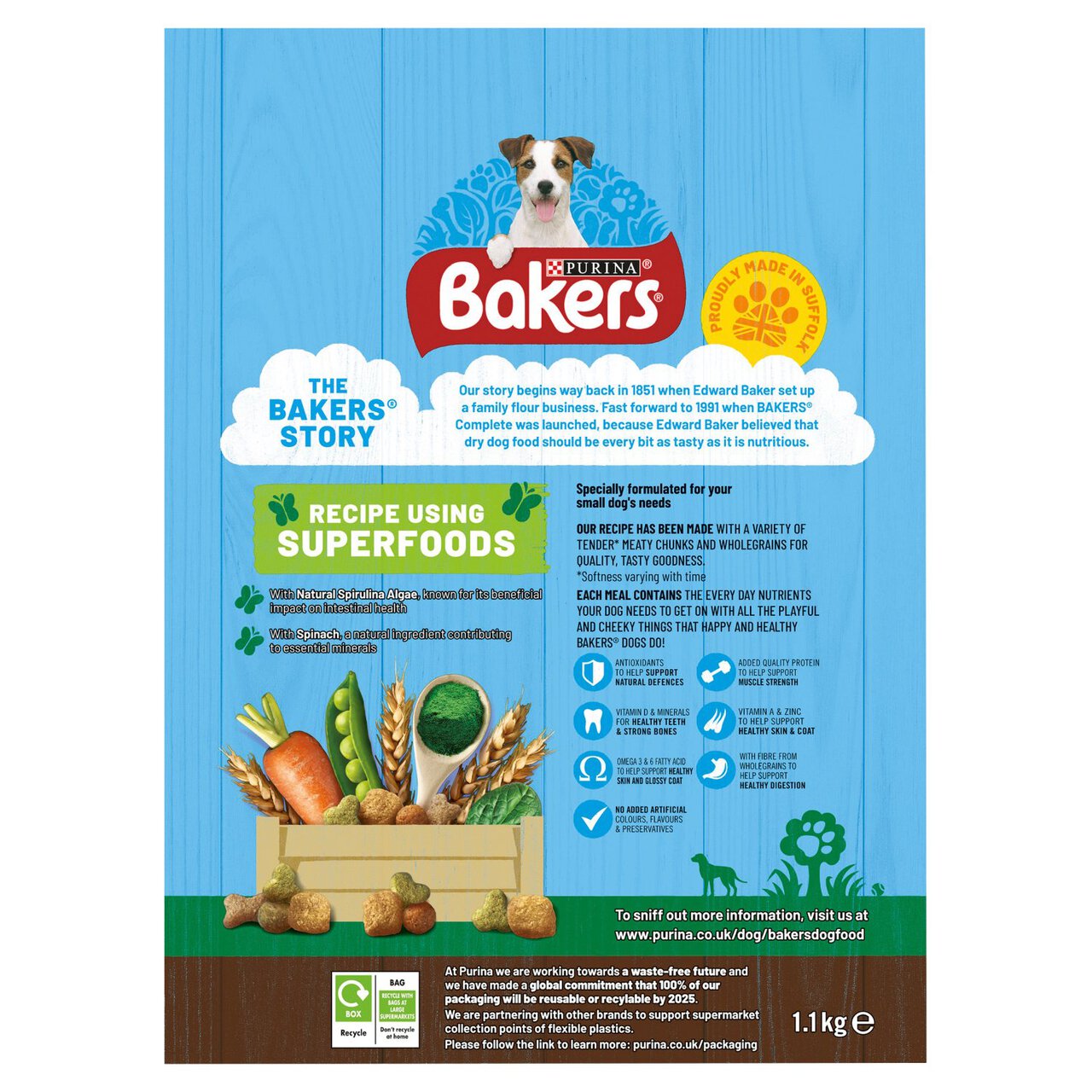 Bakers Small Dry Dog Food Chicken & Veg 1.1kg