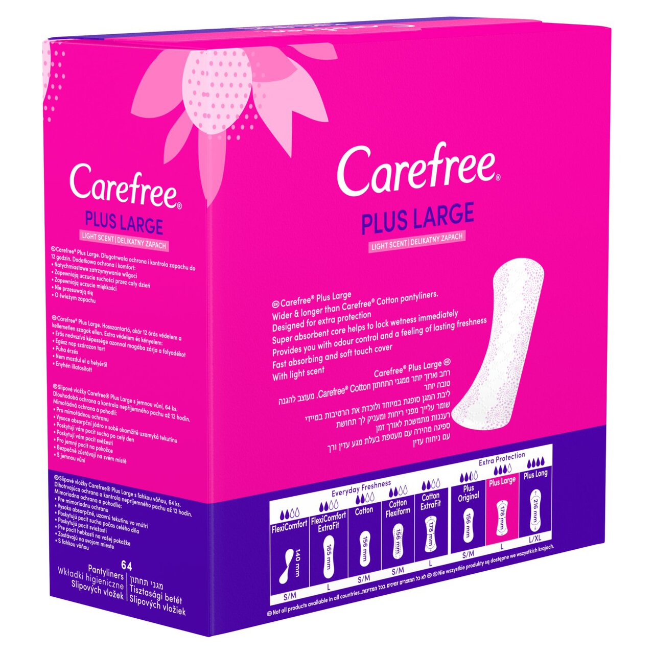 Carefree Plus Large Light Scent Pantyliners 64 per pack