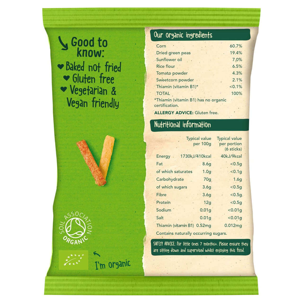 Organix Melty Veggie Organic Sticks, 7 mths+ 15g