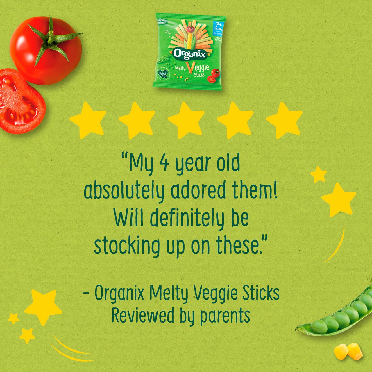 Organix Melty Veggie Organic Sticks Baby Snack 7 months+ 15g