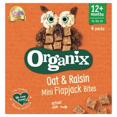 Organix Oat & Raisin Organic Mini Flapjack Bites, 12 mths+ Multipack 4 x 20g