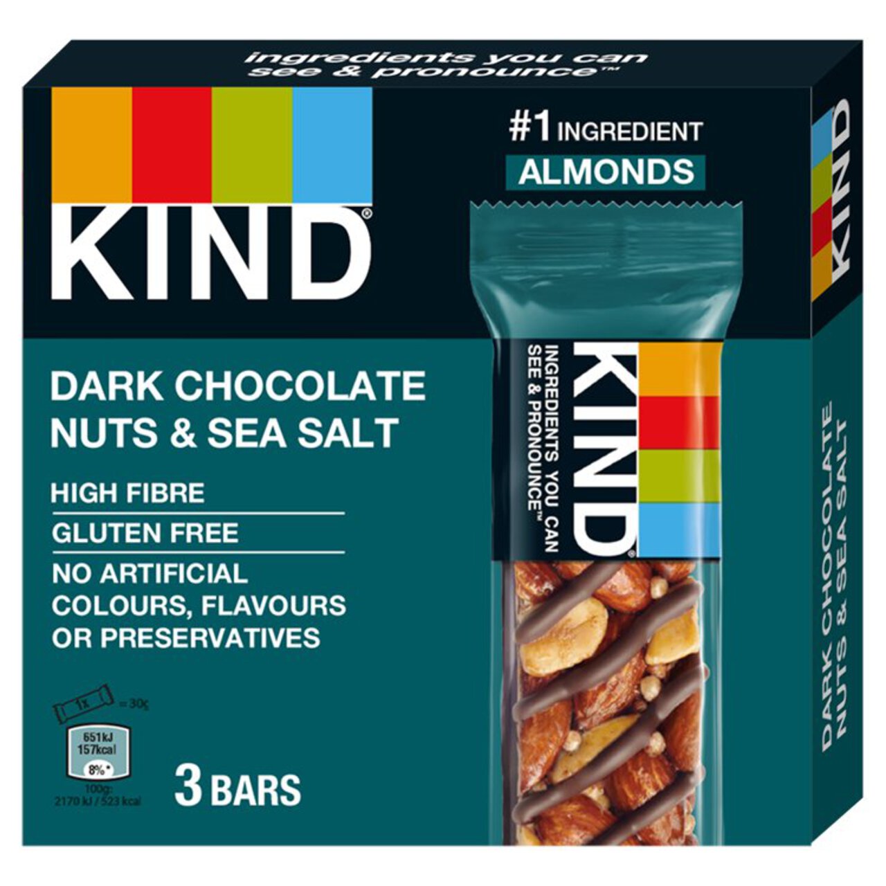 KIND Dark Chocolate Nuts & Sea Salt Snack Bars Multipack 3 x 30g 3 x 30g