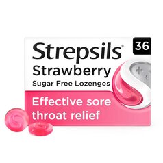Strepsils Strawberry Sugar Free Sore Throat Lozenges 36 per pack