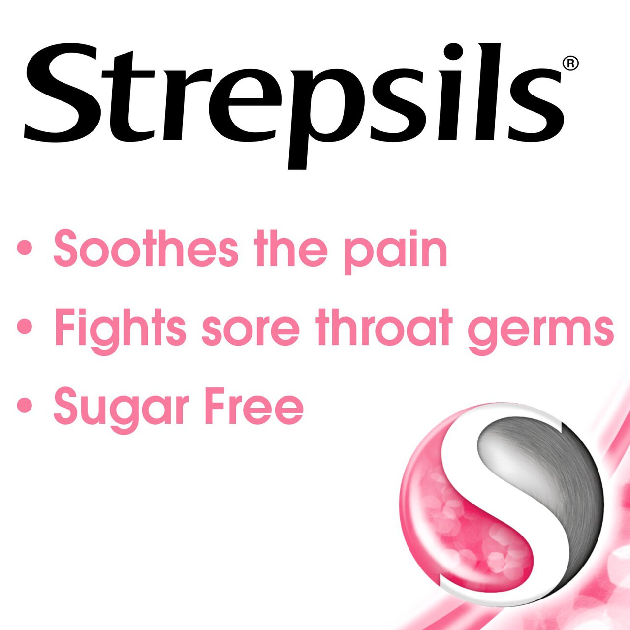 Strepsils Strawberry Sugar Free Lozenges for Sore Throat 36 per pack