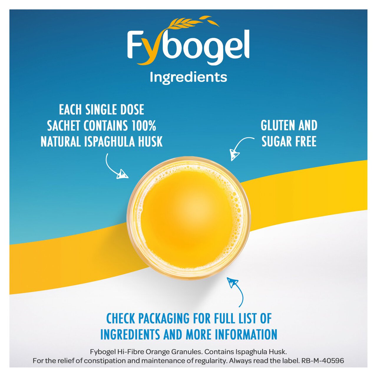 Fybogel Hi-Fibre Orange Flavour for Constipation Relief 10 Sachets 10 per pack