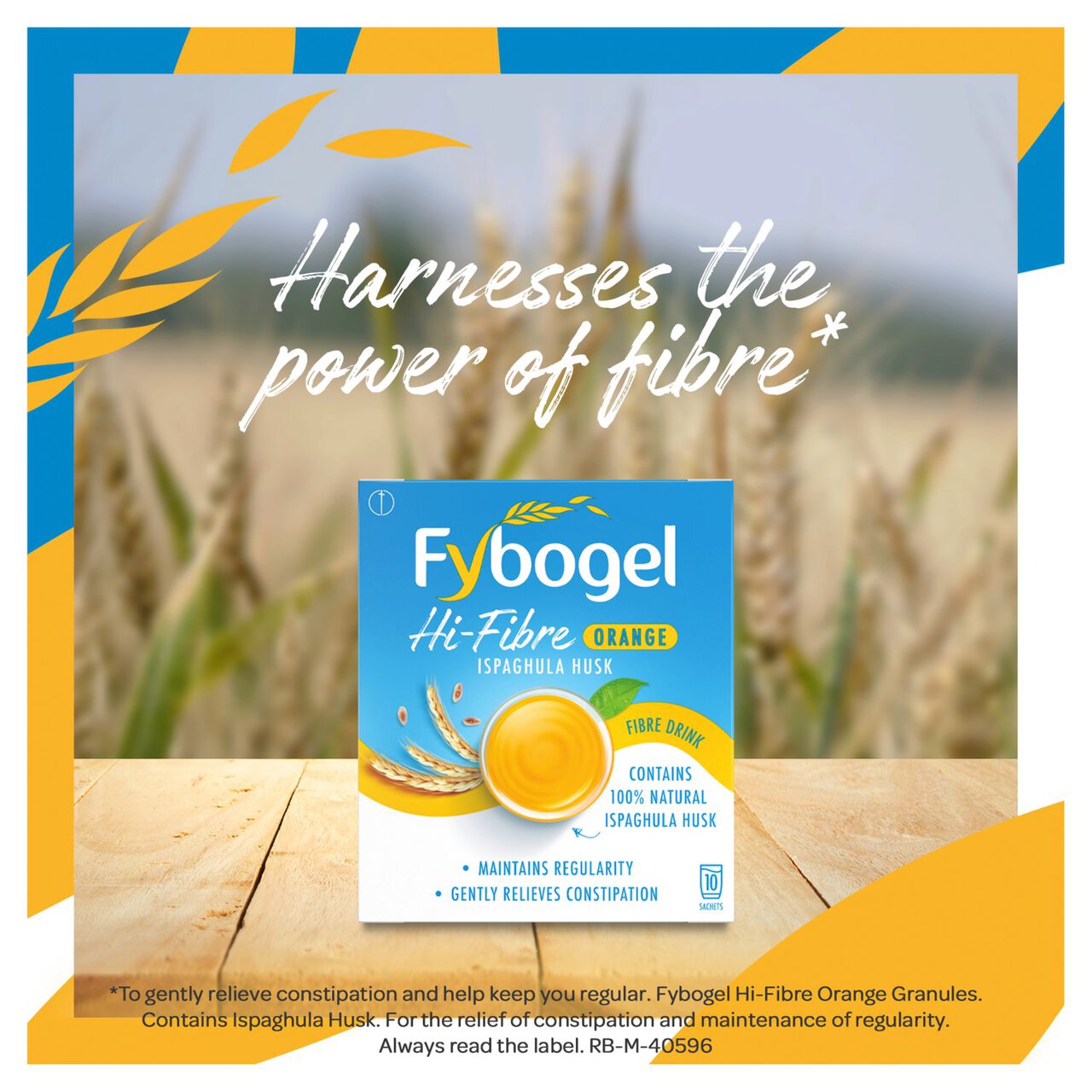 Fybogel Hi-Fibre Orange Flavour for Constipation Relief 10 Sachets 10 per pack