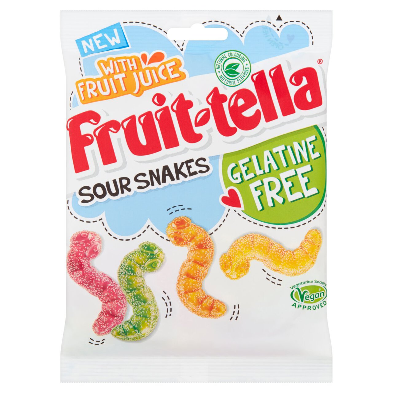 Fruittella Vegan Sour Snakes Chewy Sweets Bag 120g