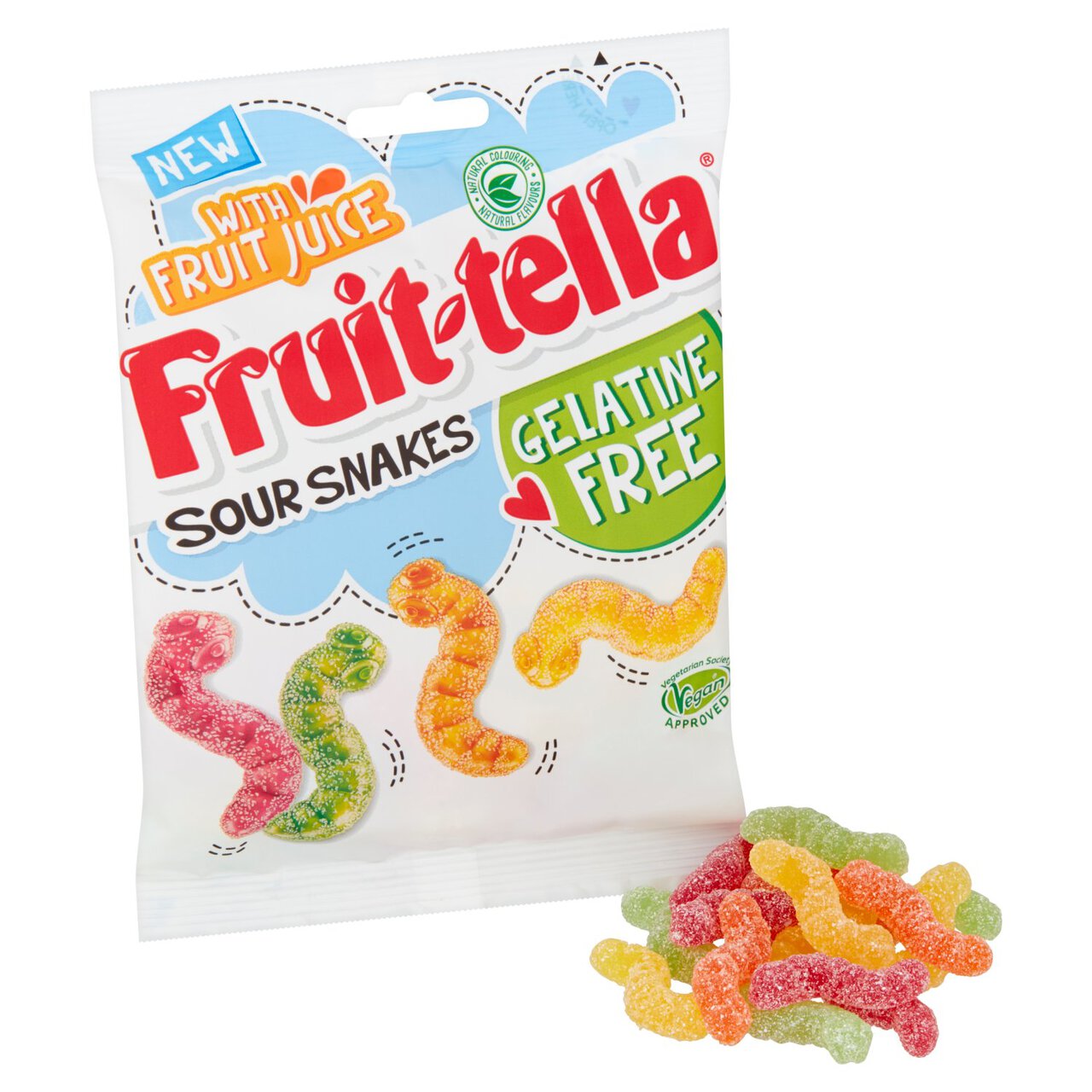 Fruittella Vegan Sour Snakes Chewy Sweets Bag 120g