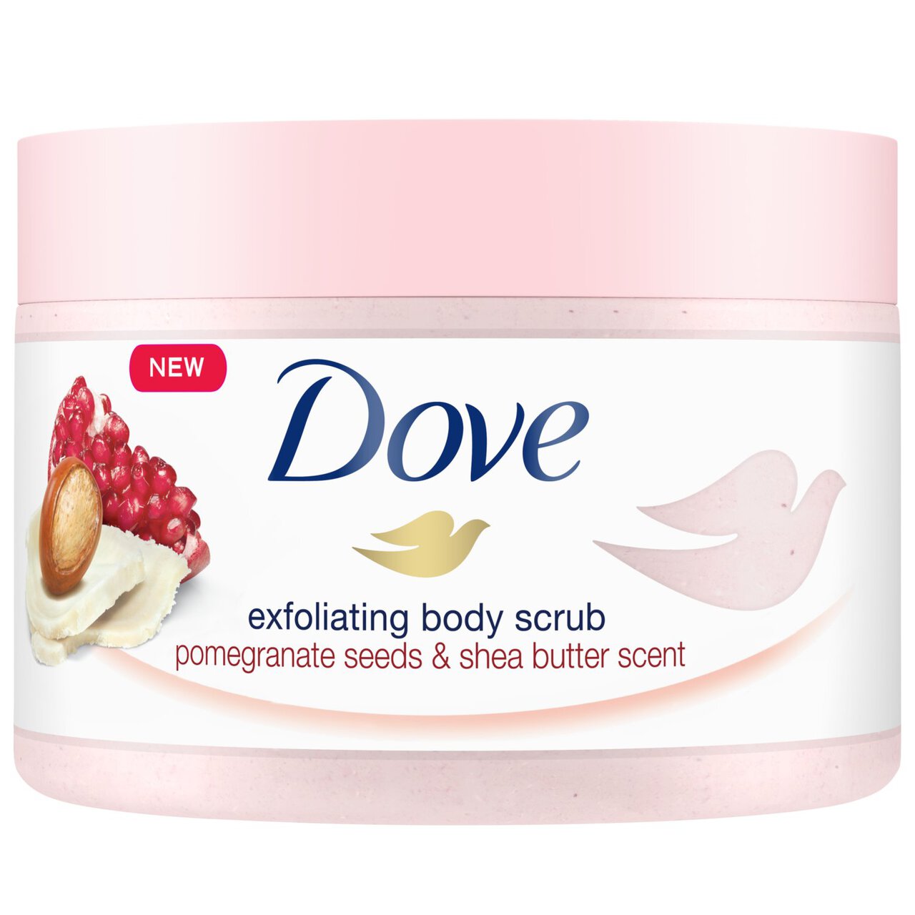 Dove Pomegranate Shower Exfoliating Body Scrub Jar 225ml