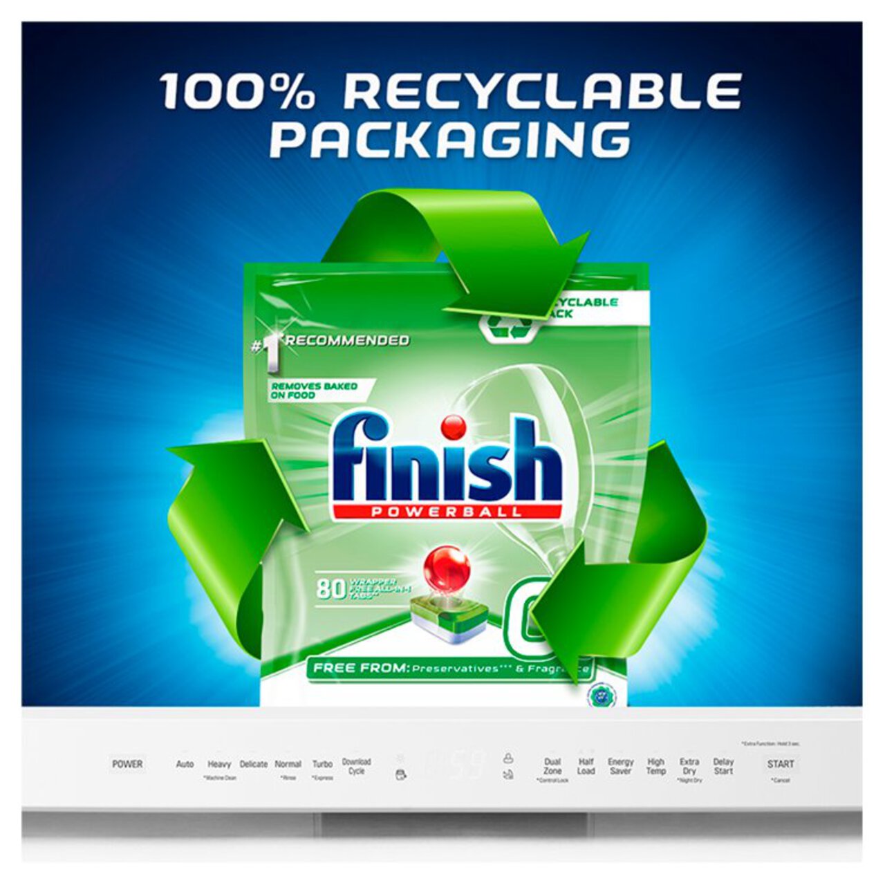 Finish Power 0% Recyclable Dishwasher Tablets 80 per pack