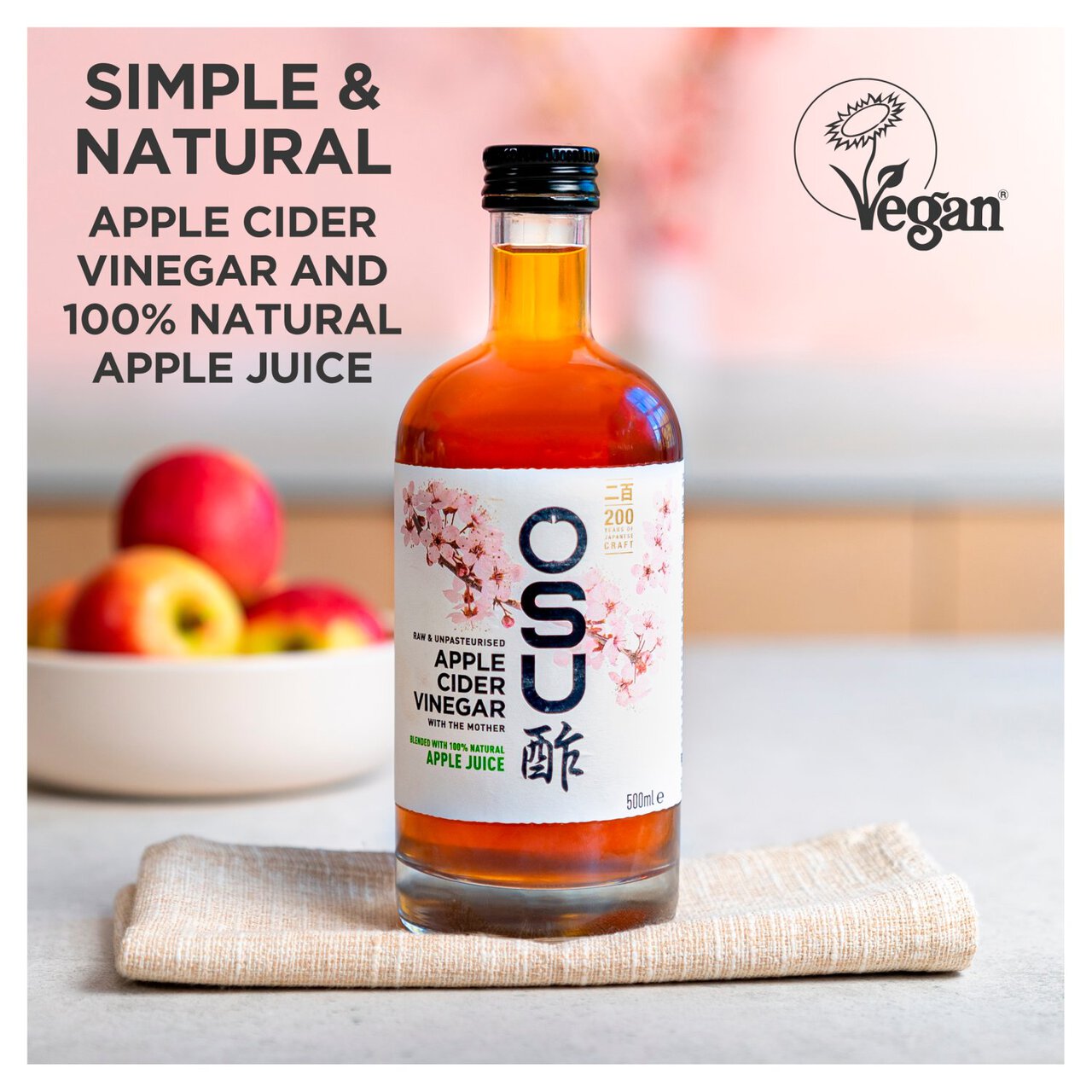 OSU Raw Apple Cider Vinegar with The Mother, Apple Juice Blend 500ml