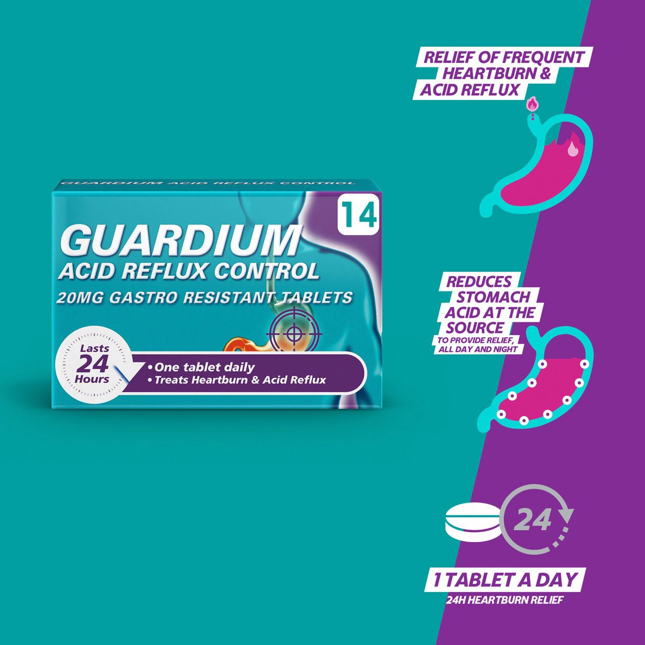 Guardium Acid Reflux Control Gastro Resistant Tablets 14 per pack