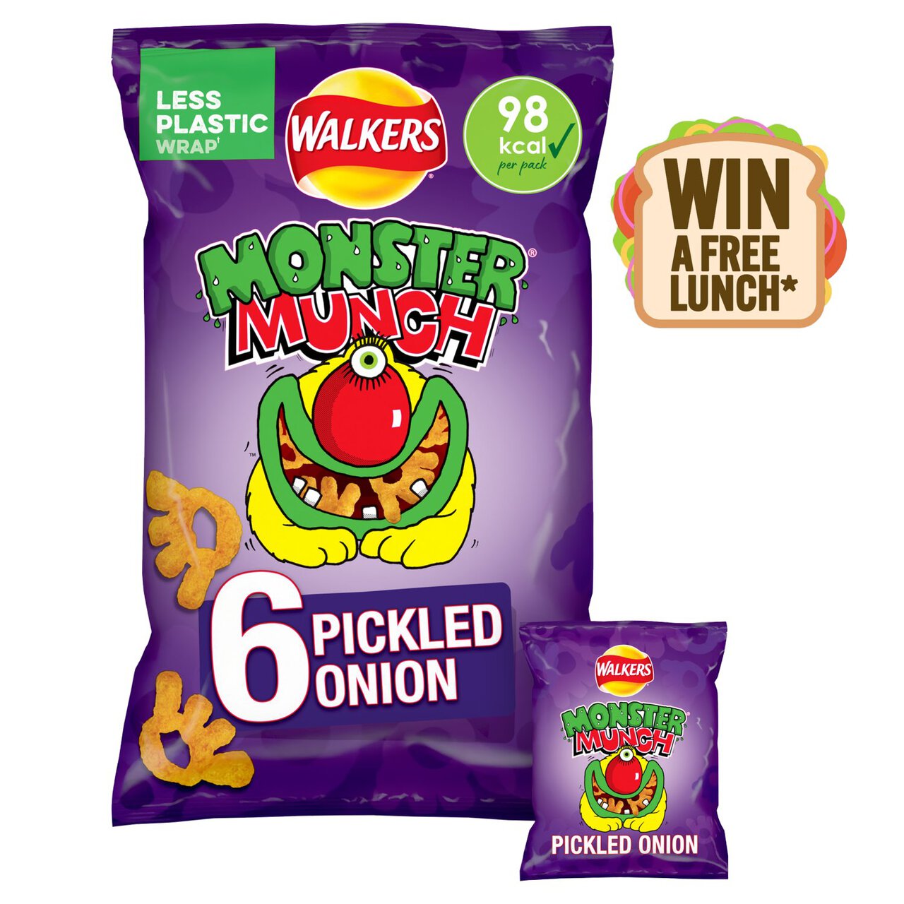 Walkers Monster Munch Pickled Onion Snacks 6 per pack