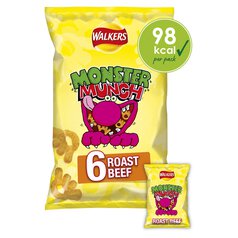 Walkers Monster Munch Roast Beef Snacks 6 per pack