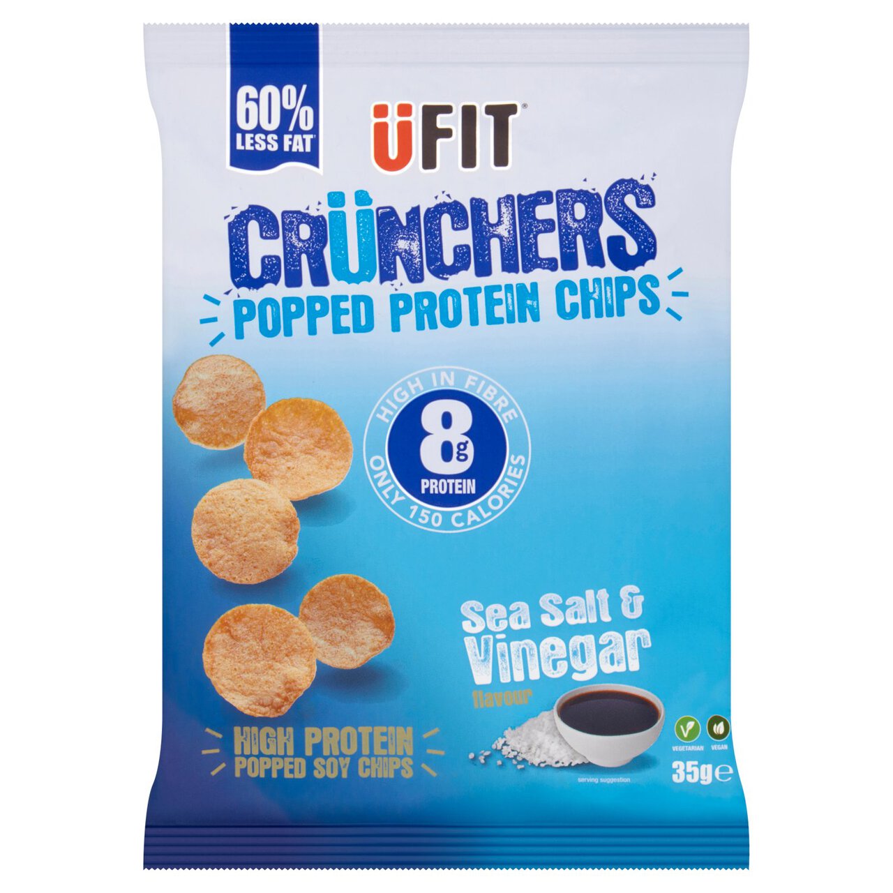 UFIT Crunchers Sea Salt & Vinegar High Protein Popped Chips 35g