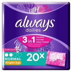 Always Dailies Singles Normal To Go Scented Panty Liners 20 per pack