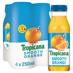 Tropicana Pure Smooth Orange Fruit Juice 4 x 250ml