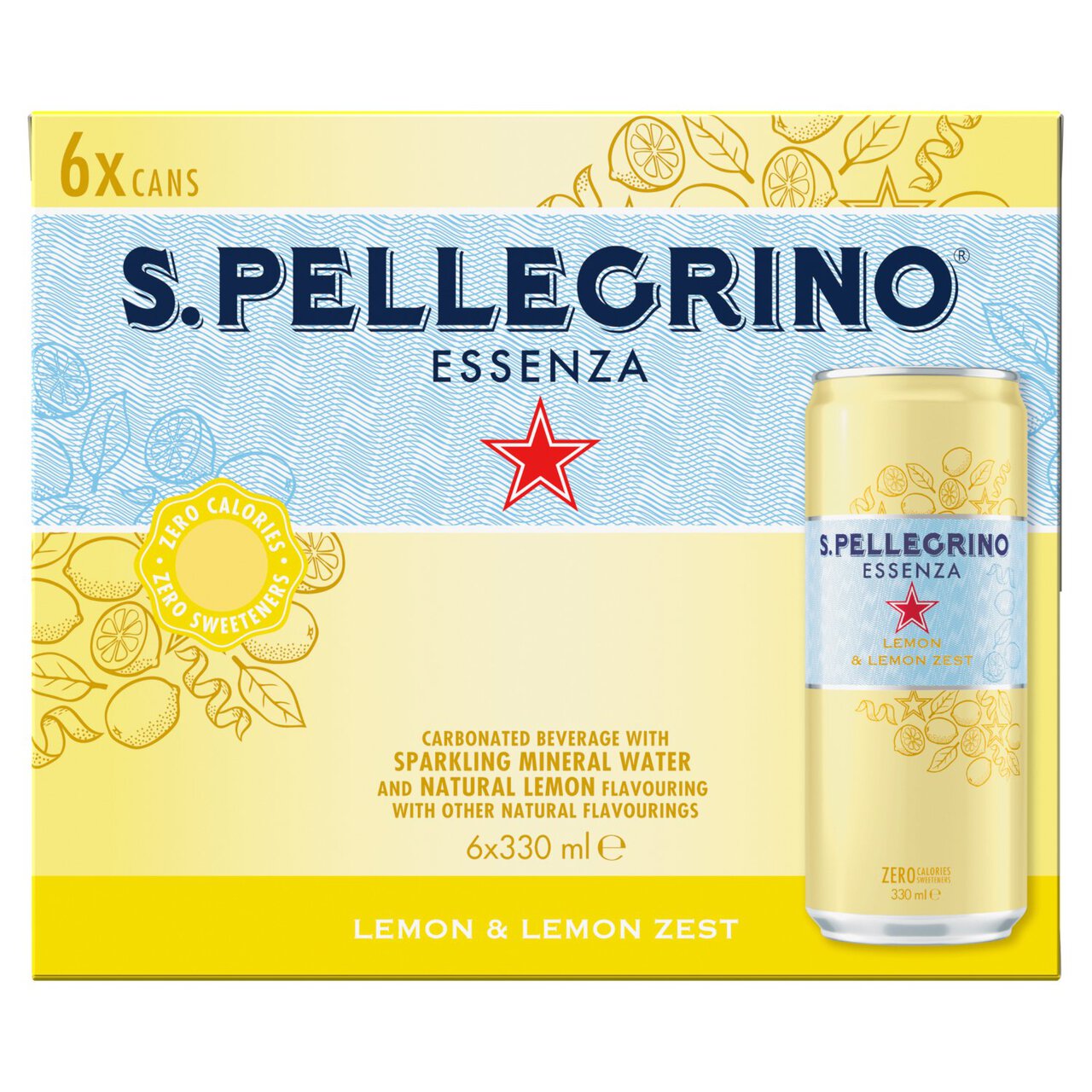 San Pellegrino Essenza Sparkling Lemon & Lemon Zest Water 6 x 330ml