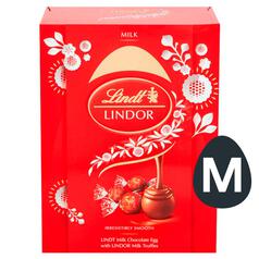 Lindt LINDOR Milk Chocolate Medium Easter Egg with Milk Truffles 133g