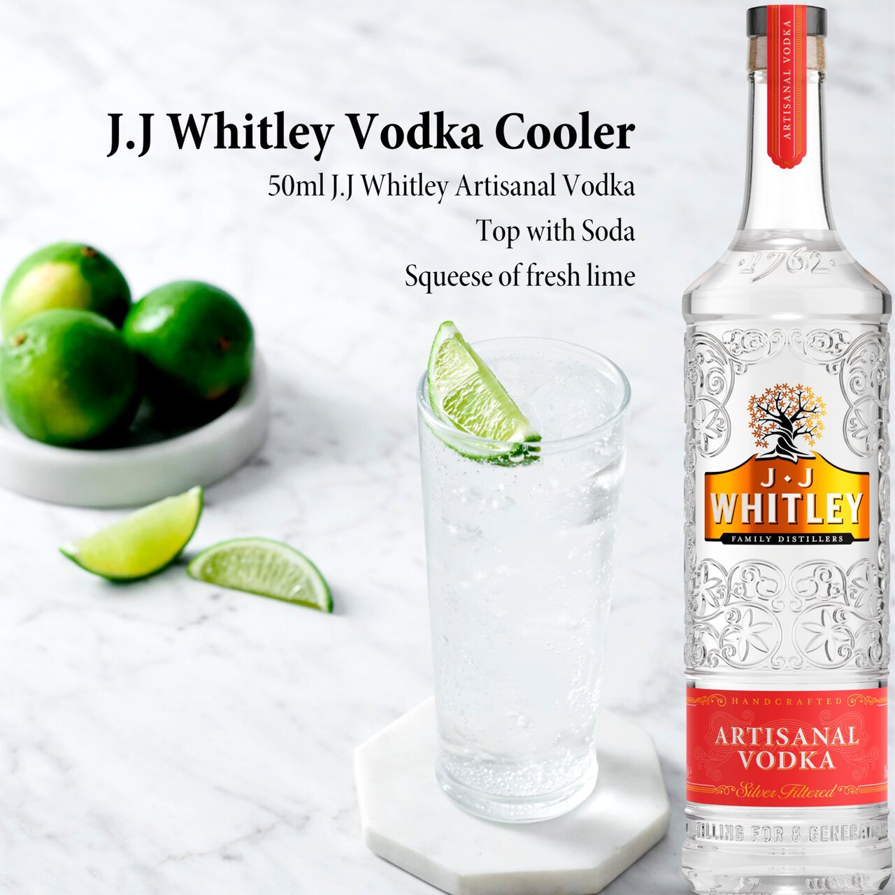 JJ Whitley Artisanal Vodka 1l
