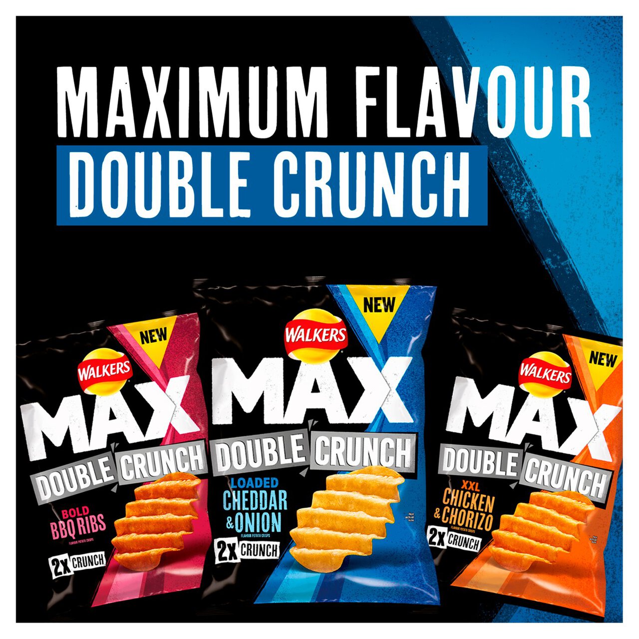 Walkers Max Double Crunch Cheddar & Onion Sharing Crisps 140g