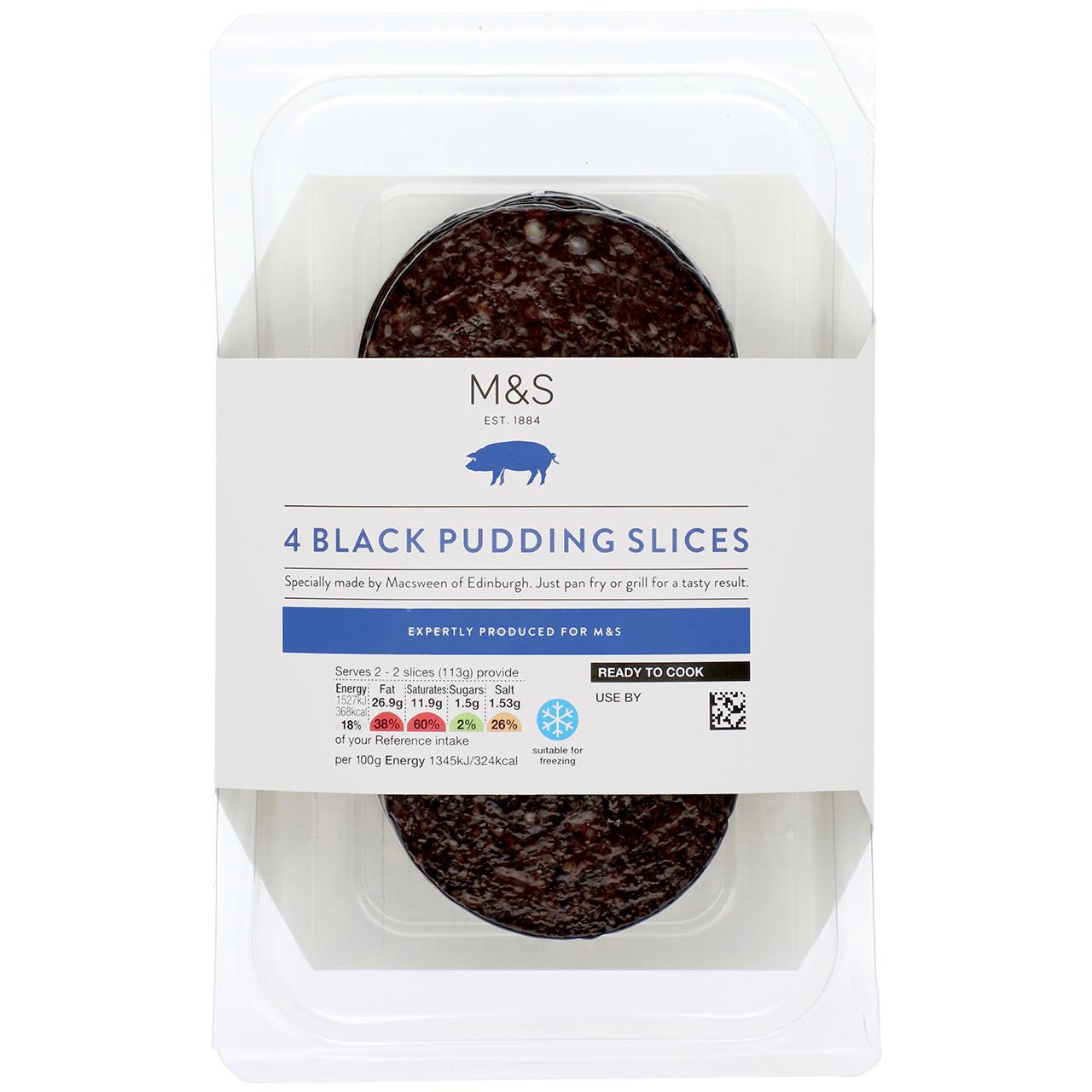 M&S 4 Black Pudding Slices 227g