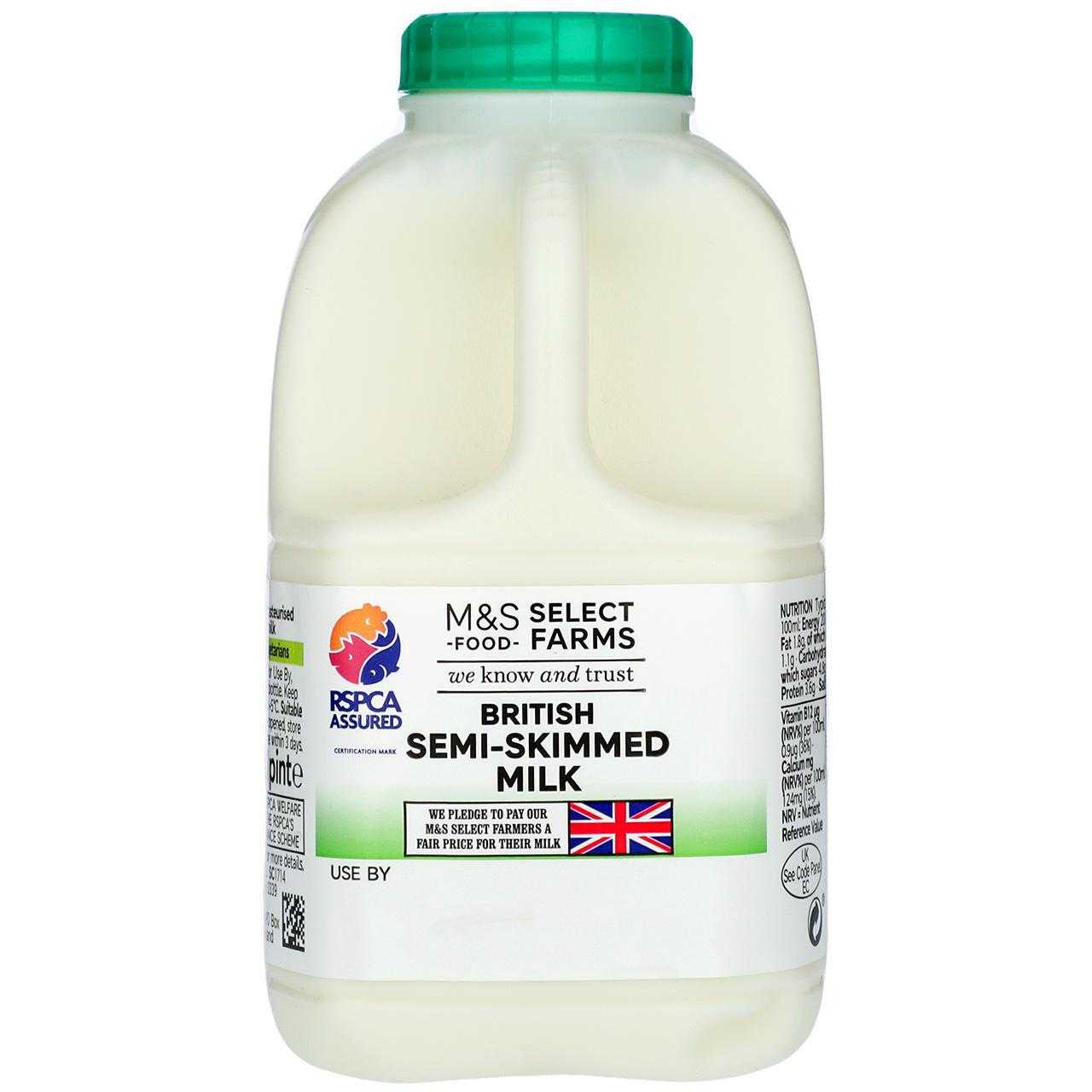 M&S Select Farms British Semi Skimmed Milk 568ml