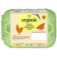 M&S Organic Free Range Medium Eggs 6 per pack