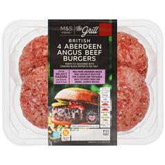 M&S 4 Aberdeen Angus Burgers 454g