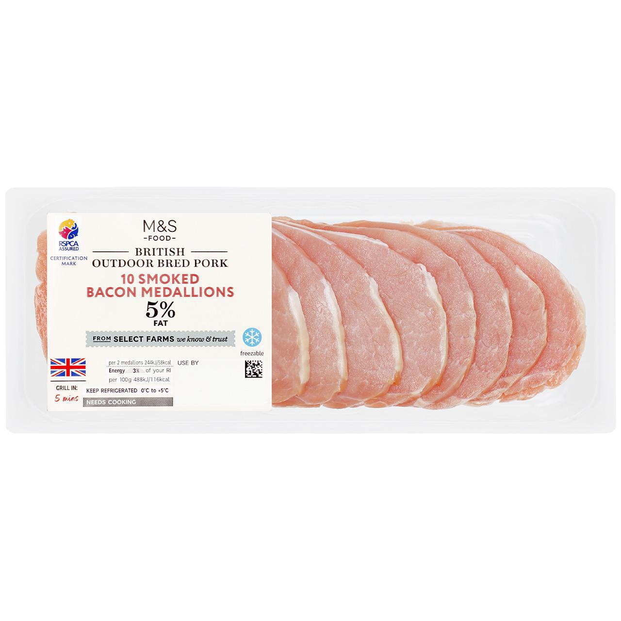 M&S Select Farms Smoked Bacon Medallions Less than 5% Fat 350g