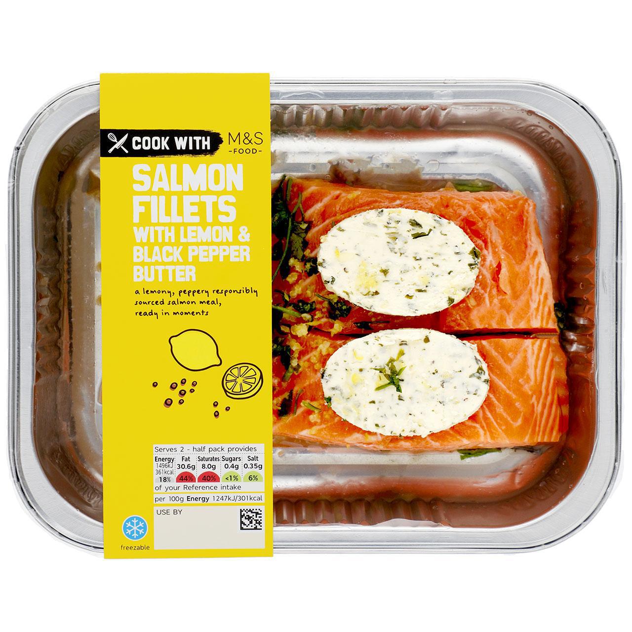 Cook With M&S Salmon Fillets with Lemon & Pepper Butter 240g